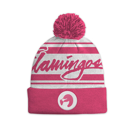 FLAMINGOSIS POM EMBROIDERED BEANIE